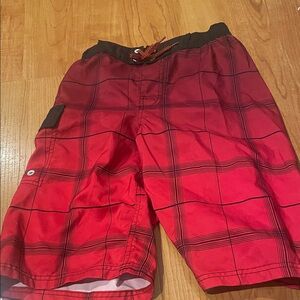 ZeroXposur Red and Black Plaid Men's Athletic Shorts
